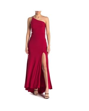 Jump Apparel One-Shoulder Side Cutout Gown - Red