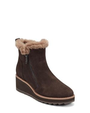 Easy Spirit Jane Faux Fur Lined Wedge Bootie - Brown