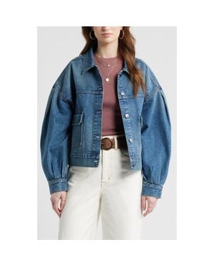 Treasure & Bond Puff Sleeve Denim Jacket - Blue