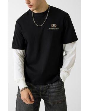 Guess Layered Look Graphic T-Shirt - Black