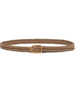 Tom Ford Angled Buckle Woven Suede Belt - Brown