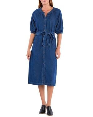 Wash Lab Denim Sidney Belted Denim Midi Shirtdress - Blue