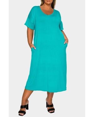 L I V D Olivia Short Sleeve Midi Dress - Blue