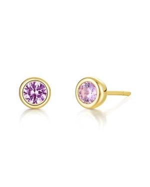 Lafonn Bezel Simulated Birthstone Stud Earrings - Pink