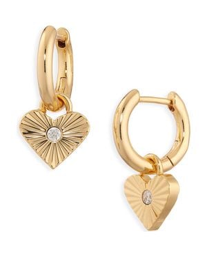 Madewell Engine Turned Heart Huggie Hoop Earrings - Metallic
