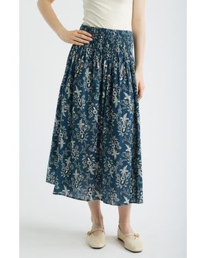 The Great The Viola Print Cotton Skirt - Blue
