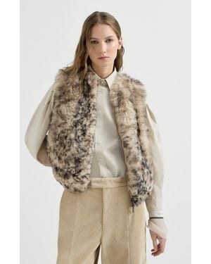 Brunello Cucinelli Lynx-Effect Shearling Reversible Vest - Natural