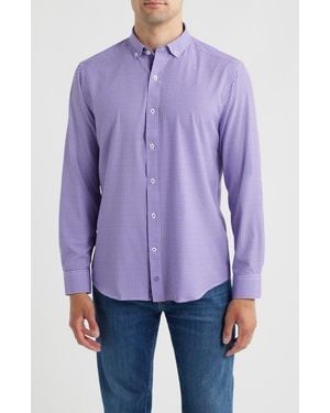 Johnston & Murphy Xc+ Performance Game Day Gingham Button-Down Shirt - Purple