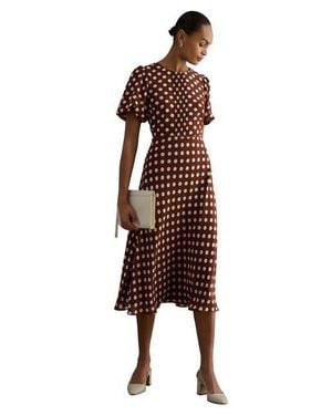 Hobbs Dorothy Spot Midi Dress - Natural