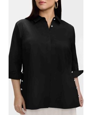 Foxcroft Beatrice Side Button Shirt - Black