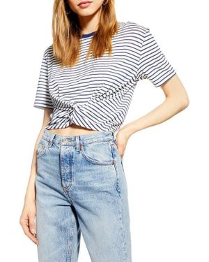 TOPSHOP Twist Front Tee - Blue