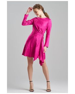 Natori Fluid Geo Jqd Side Draped Dress - Pink