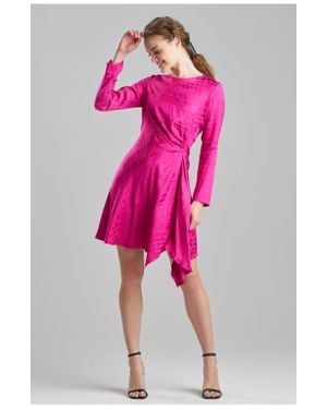 Natori Fluid Geo Jqd Side Draped Dress - Pink
