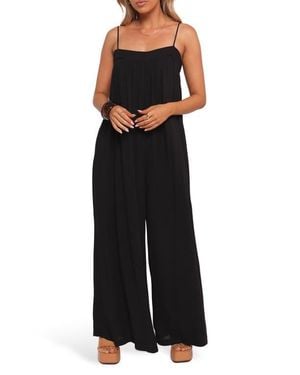 Petal & Pup Abegail Flowy Wide Leg Jumpsuit - Black