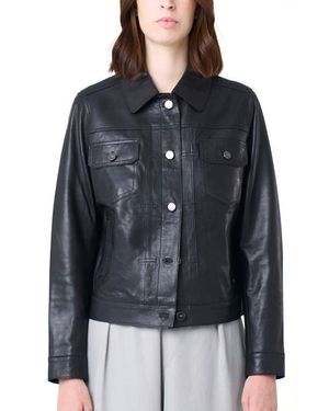 Velez Kalaha Leather Jacket Trucker Silhouette - Black