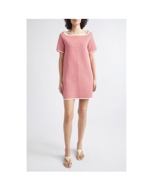 Posse Micah Gingham Stretch Knit Minidress - Pink