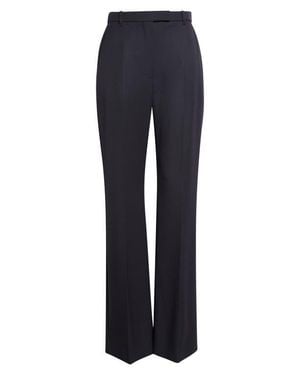 McQueen High Waist Wool Straight Leg Pants - Blue