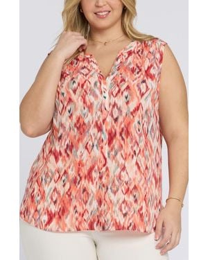 NYDJ Print Sleeveless Pleat Back Top - Pink