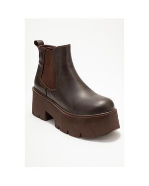Forever & Always Shoes Clen Leather Platform Chelsea Boot - Brown