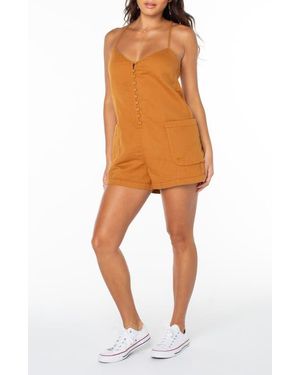 Roxy Sea Of Stars Button Front Romper - Orange