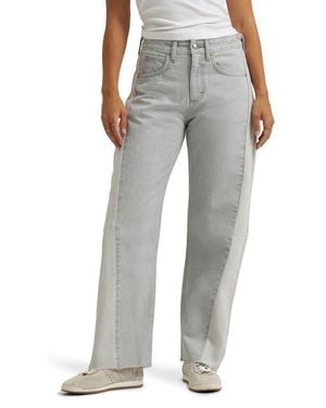 Lee Jeans Rider Low Slung Mid Rise Raw Hem Barrel Leg Jeans - Gray