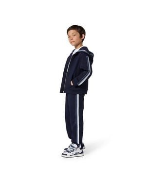 Lanvin Kids Embroidered Zip-Up Hoodie - Blue