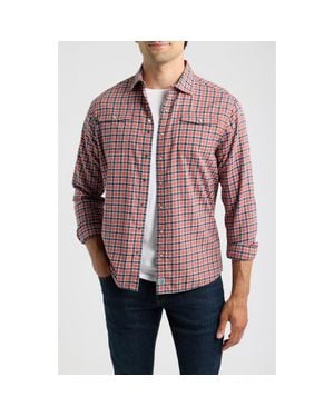 Johnnie-o Snap Check Long Sleeve Button Up Shirt - Red