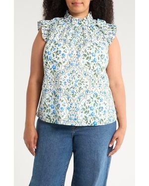 Sugarlips Hilo Floral Print Top - Blue