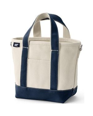 Lands' End Canvas Open Top Tote Bag Regular & Long Handle Carry All - Blue