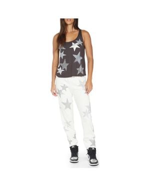 Lauren Moshi Gia Crystal Multi Stars Sweatpants - White