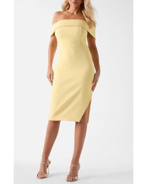 Marciano Andrea Off The Shoulder Scuba Dress - Yellow