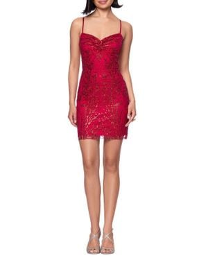 Blondie Nites Glitter Minidress - Red