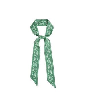 Lost Pattern Paisley Silk Twill Skinny Scarf - Green