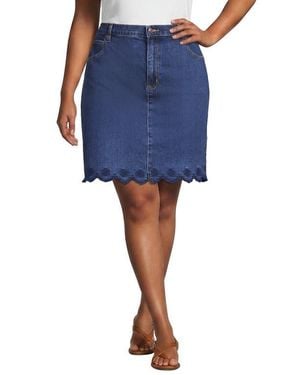 Lands' End Soft Denim Classic 5 Pocket Above The Knee Skirt - Blue