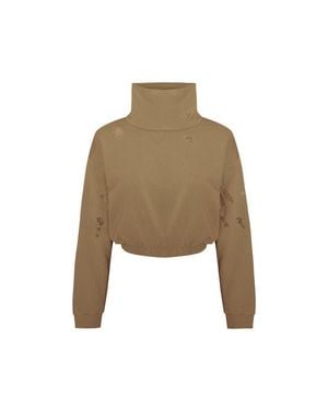 Pcfg Cotton Destroyed High Neck Sweat - Natural