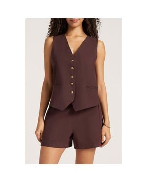 Matty M Davenport Linen Blend Vest - Purple