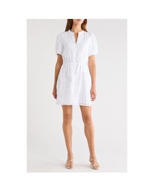 Halogen® Balloon Sleeve Shirtdress - White