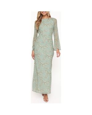 Petal & Pup Yolanda Floral Long Sleeve Open Back - Green