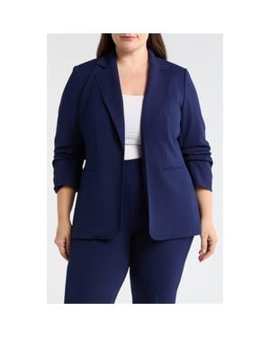 Anne Klein Scrunch Sleeve Open Jacket - Blue