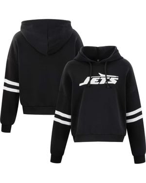 Cuce New York Jets Cropped Sequins Pullover Hoodie - Black