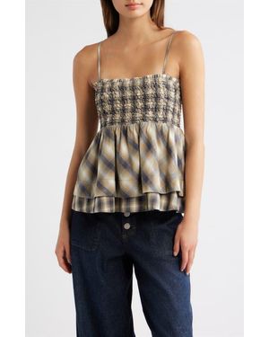 Damson Madder Azalea Smocked Organic Cotton Camisole - Blue