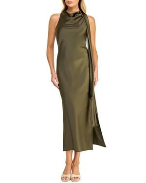 Socialite Sash Detail Satin Maxi Dress - Green