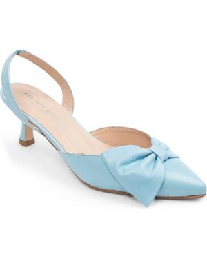 Patricia Green London Bow Pointed Toe Kitten Heel Pump - Blue