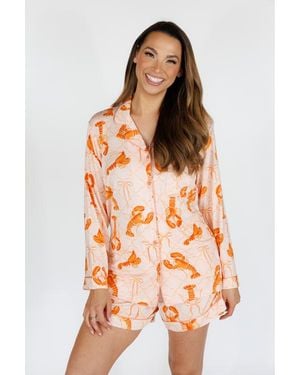In My Sundays Long Sleeve & Short Pajama Set - Orange