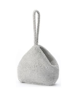 Lady Couture Rhinestone Covered Handle Handbag - Gray