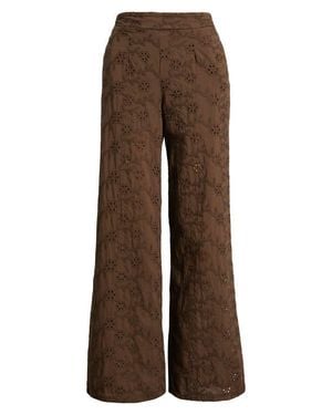 DELUC Colosseum Cotton Eyelet Pants - Brown