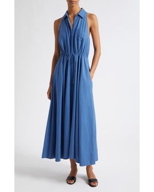 Toccin Tiana Sleeveless Linen & Cotton Shirtdress - Blue