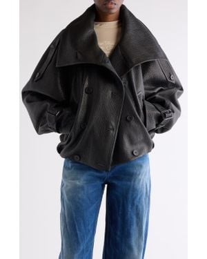 Acne Studios Laris Leather Crop Trench Coat - Black