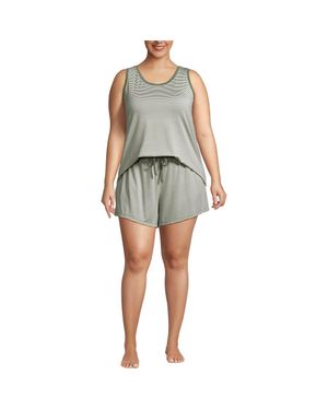 Lands' End Cooling 3 Piece Pajama Set - Gray