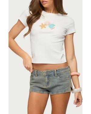Edikted Ocean Club Stretch Cotton Baby T-Shirt - Gray